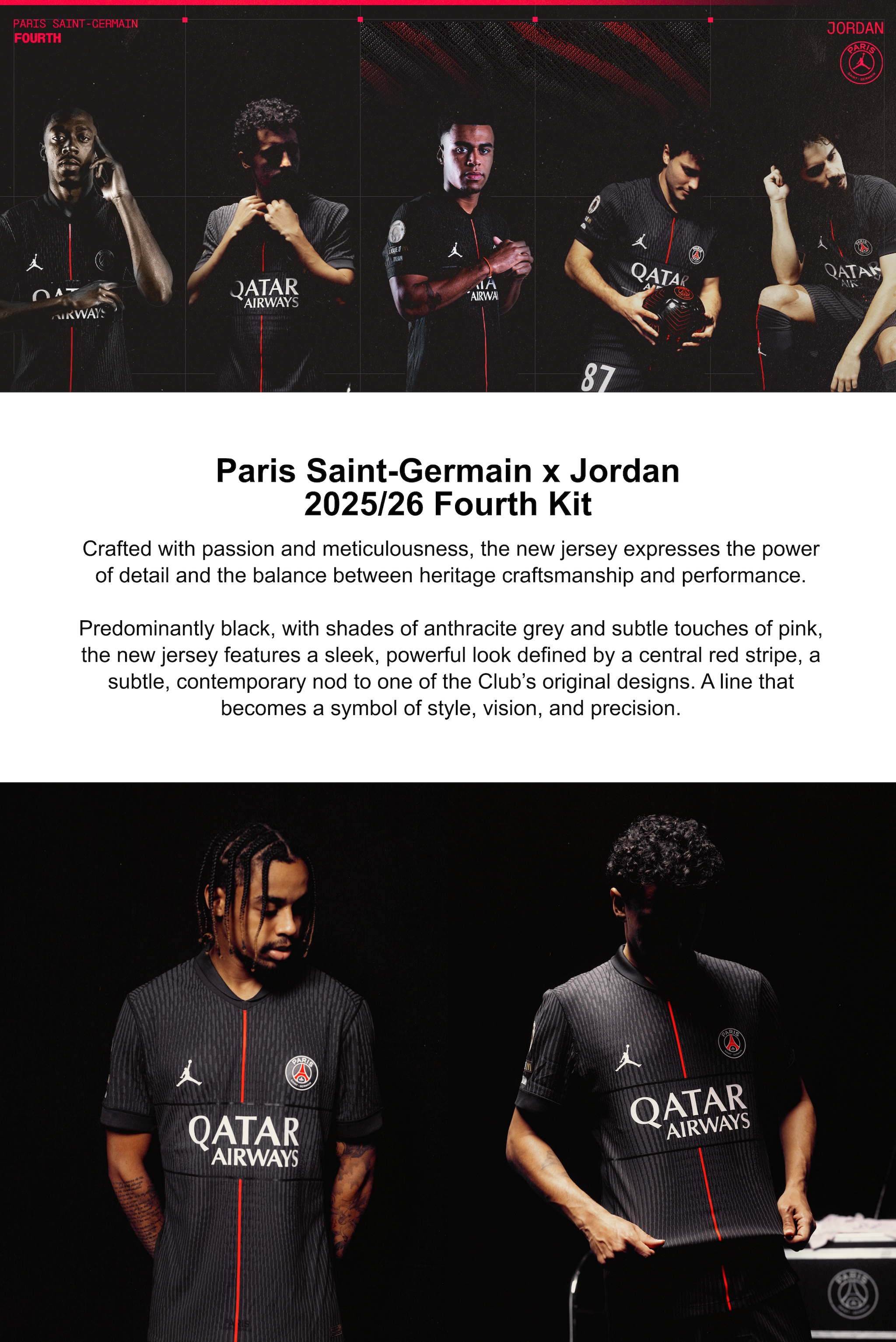 PSG Jordan Fourth Stadium Shirt 2025-26 - Kids